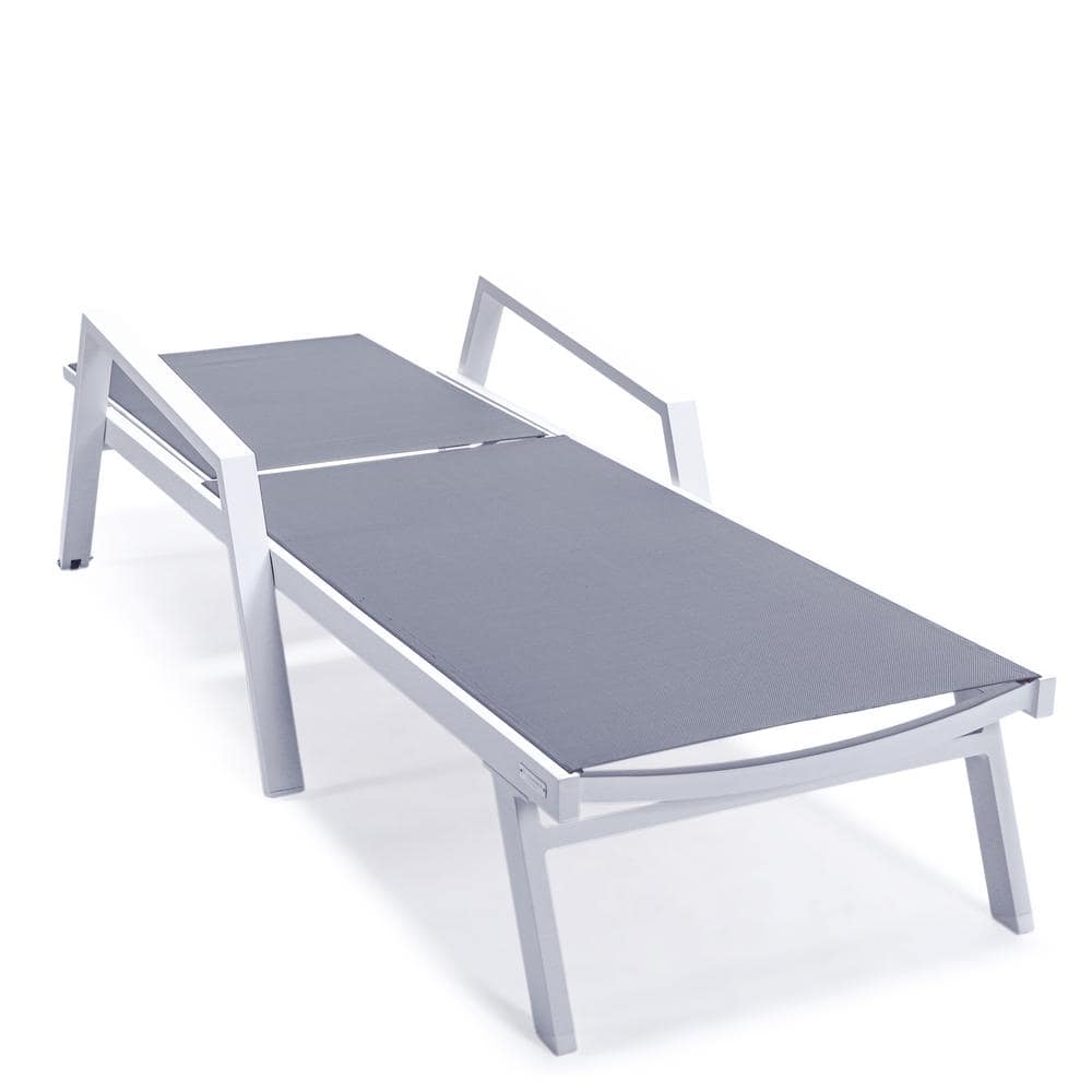 Gray Aluminum Patio Chaise Lounge Chair with Adjustable Backrest