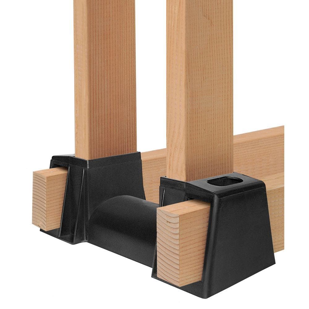 Adjustable Black Plastic Firewood Rack Bracket Kit with Natural Wood