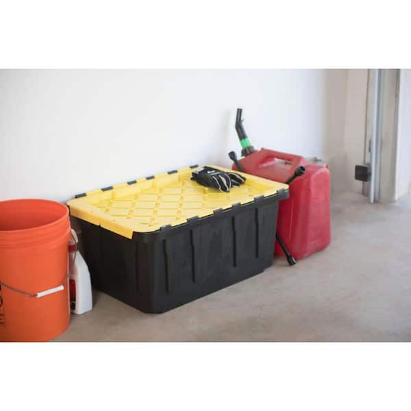HDX 17 Gal. Storage Tote in Clear with Yellow Lid 206232 - The Home Depot