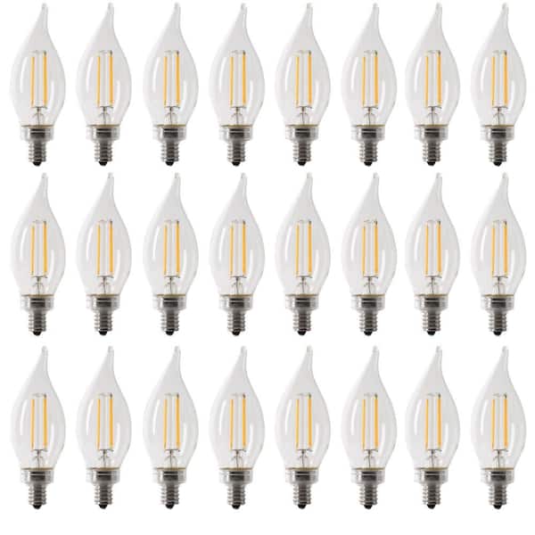 Feit Electric 40-Watt Equivalent BA10 E12 Candelabra Dimmable Filament CEC Clear Chandelier LED Light Bulb, Daylight 5000K (24-Pack)