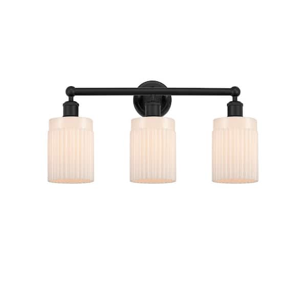 Hadley 22.5 in. 3-Light Matte Black Vanity Light with Glass Shade