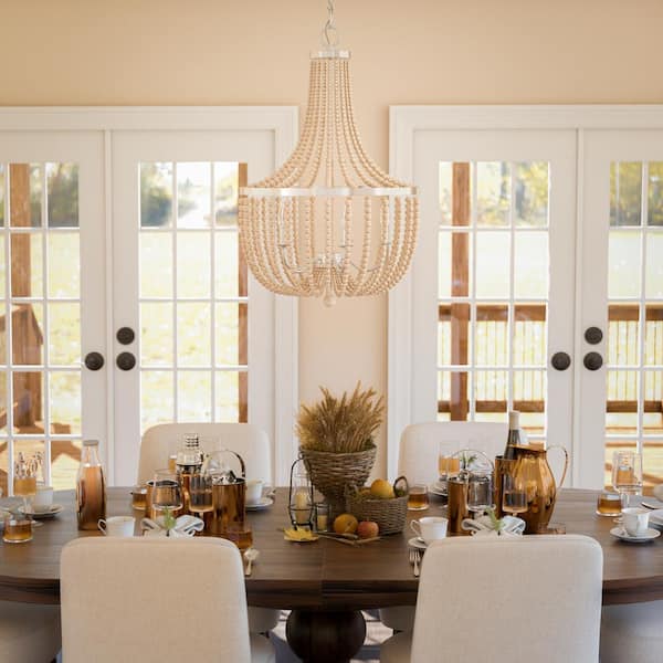 5 light beaded chandelier