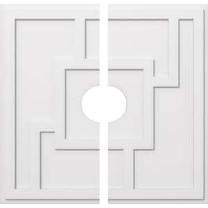 1 in. P X 13-1/4 in. C X 38 in. OD X 7 in. ID Knox Architectural Grade PVC Contemporary Ceiling Medallion, Two Piece