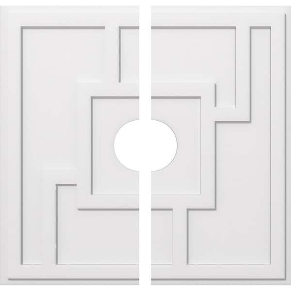 Ekena Millwork 1 in. P X 13-1/4 in. C X 38 in. OD X 7 in. ID Knox Architectural Grade PVC Contemporary Ceiling Medallion, Two Piece