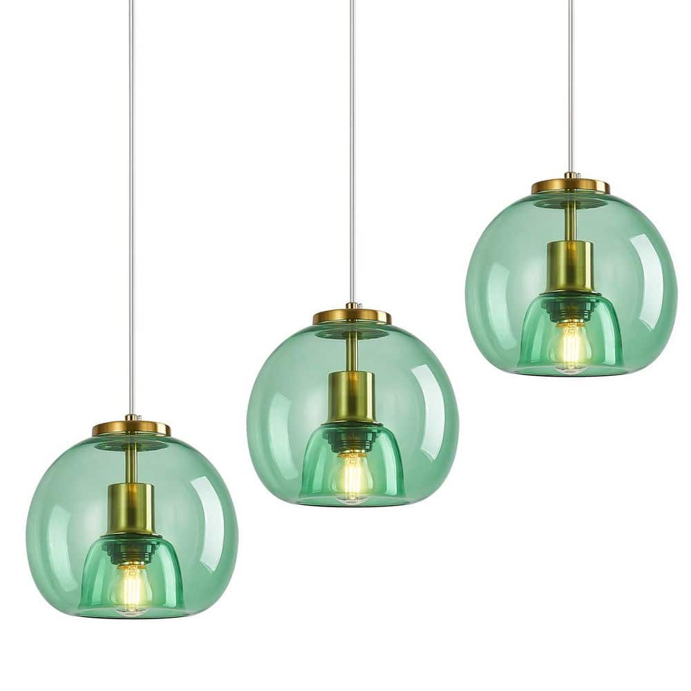 Home Lighting 60W 3-Light LightGreen Glass Modern Pendant Light Kitchen Island Gold Hanging Light price history on PriceWatchPro