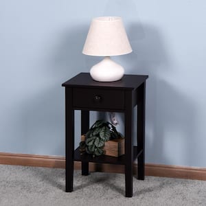 1-Drawer Dark Wood Nightstand (25.6 in. H x 16.3 in. W x 12.6 in. D)