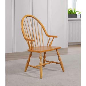 Oak Selections Distressed Light Oak Solid Wood Dining Arm Chair