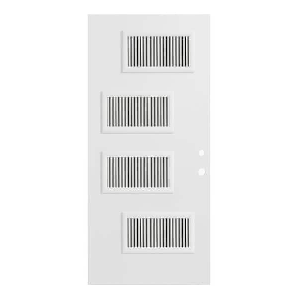 Stanley Doors 32 in. x 80 in. Beatrice Flutelite 4 Lite Painted White Left-Hand Inswing Steel Prehung Front Door
