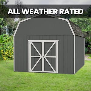 Professionally Installed All Weather High Wind 145 12 ft. W x 16 ft. Outdoor Wood Shed with Black Shingles (192 sq. ft.)