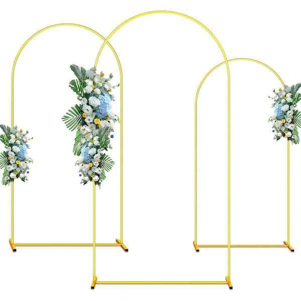 Justincity Gold Metal Arch Backdrop Stand Set 6 ft. 5 ft. 4 ft