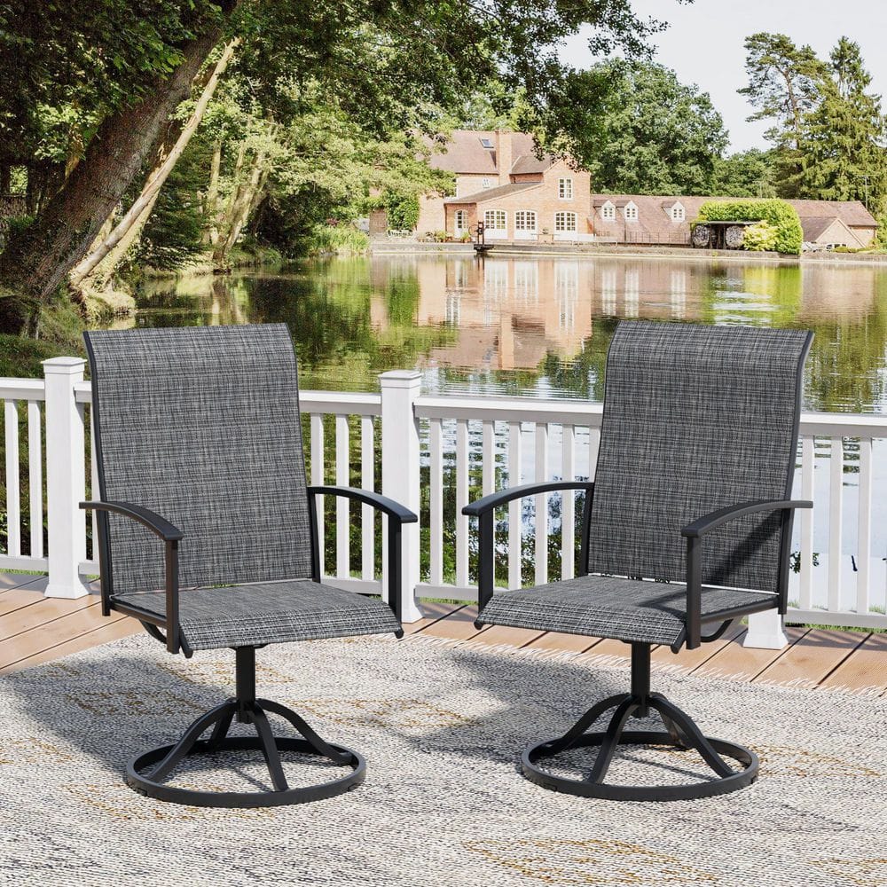 2-Piece Outdoor Patio Swivel Dining Chairs with All-Weather Metal Frame and Breathable Textilene Fabric in Dark Gray price history on PriceWatchPro