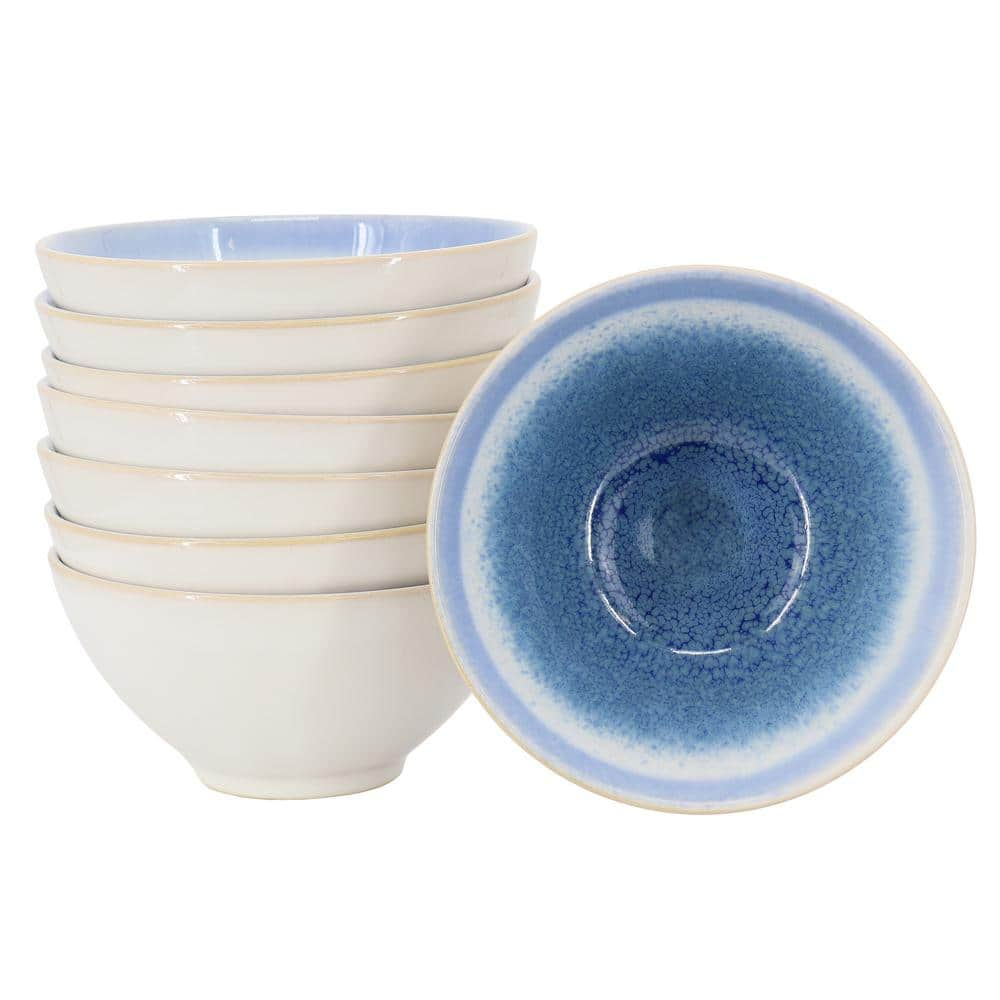 Meritage Windsor 20 Fl. Oz. 6 In. Round Blue Stoneware Footed Bowl (set 