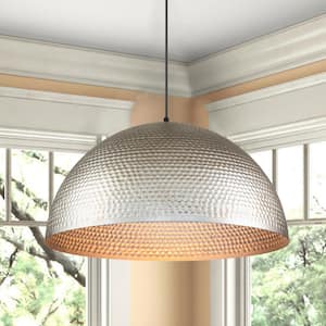 Rhythm 1-Light Silver Island Pot Cover Pendant Light with Metal Shade