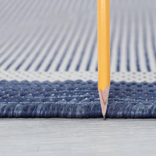 Eco Solid Border Navy 8 ft. x 10 ft. Indoor/Outdoor Area Rug