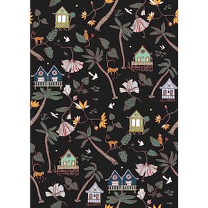 Holalola 28.29 sq. ft. Calypso Jungle Black Peel and Stick Wallpaper