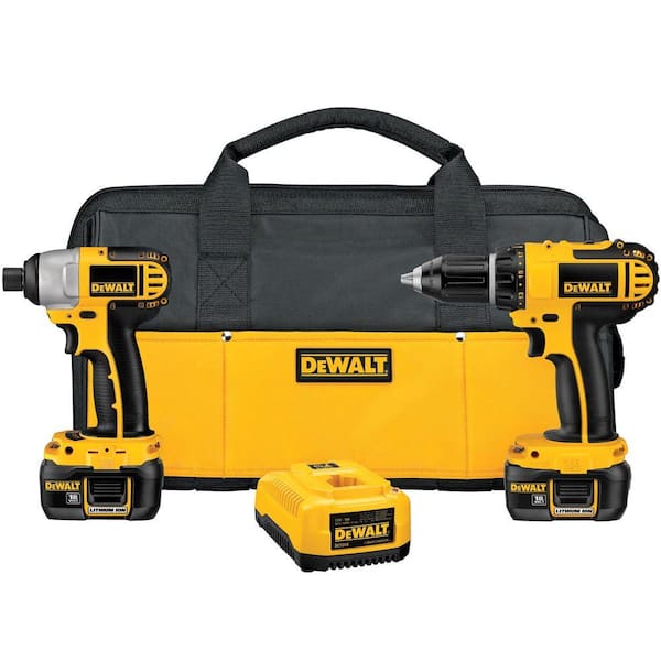 DEWALT 18-Volt Lithium-Ion Cordless Drill/Driver and Impact Driver Combo Kit (2-Tool) with (2) Batteries 1.1Ah, Charger and Bag