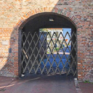 Single Folding Security Gate 5.1 ft. H x 5.9 ft. W Black Steel Fold Door Gate w/ 360° Rolling Casters Garden Fence Panel
