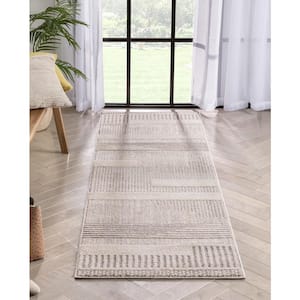 Beige 2 ft. 3 in. x 7 ft. 3 in. Runner Harlow Briar Modern Geometric Abstract Area Rug