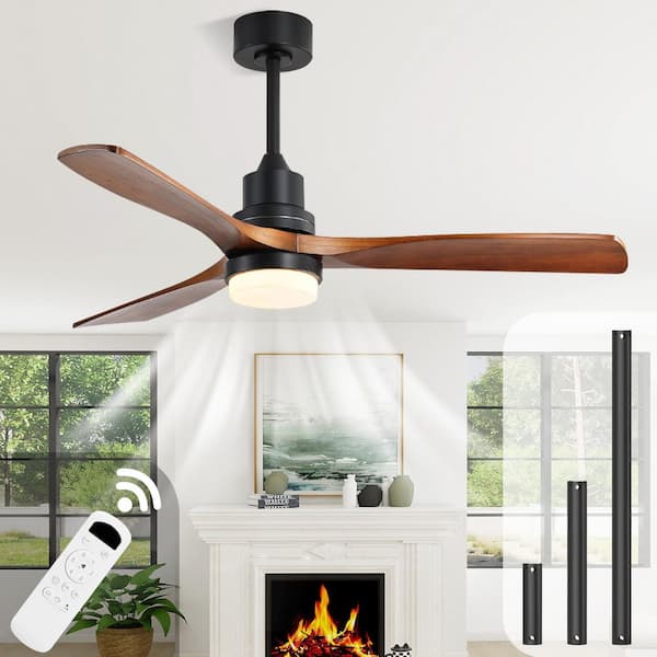 52 in. Brown Ceiling Fan Light With 6 Speed Downrod Mount Remote Reversible Energy-saving DC Motor