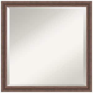22.38 in. x 22.38 in. Casual Rustic Rectangle Framed Distressed Brown Bathroom Vanity Wall Mirror