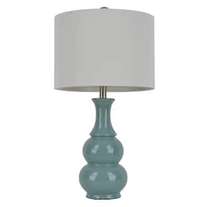 Crackle Ceramic 26.5 in. Light Green Table Lamp with Linen Shade
