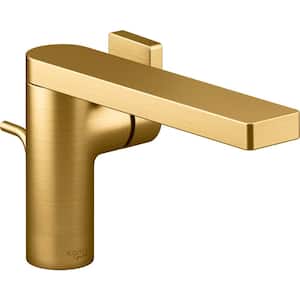 Composed Single Handle Single Hole Bathroom Faucet in Vibrant Brushed Moderne Brass
