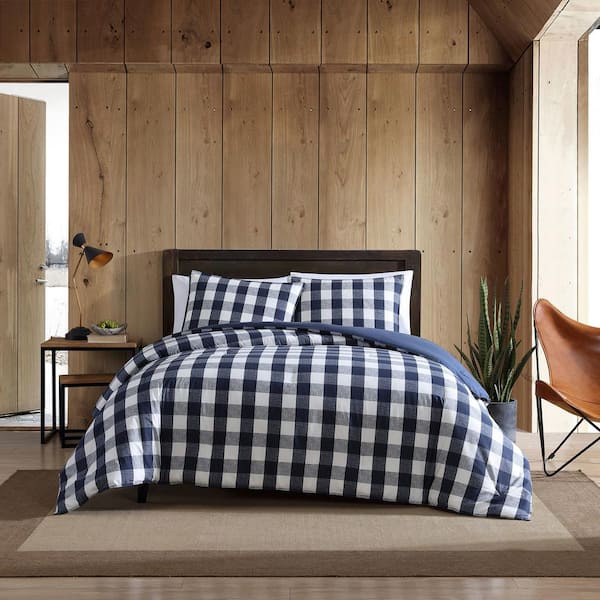 Eddie Bauer Lakehouse Plaid 2 Piece Blue Plaid Cotton Twin Comforter USHSA51144444 The Home Depot