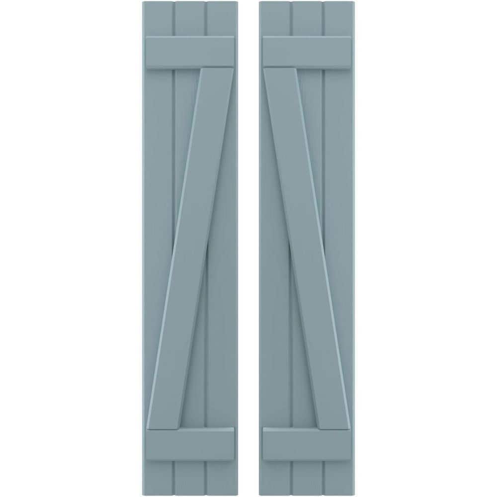 10-1/2 in. W x 80 in. H Americraft 3-Board Exterior Real Wood Joined Board and Batten Shutters w/Z-Bar in Peaceful Blue price history on PriceWatchPro