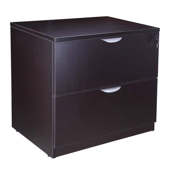 Tia 2- Drawer Mocha Brown Wood 22 in. W Office Lateral File Cabinet