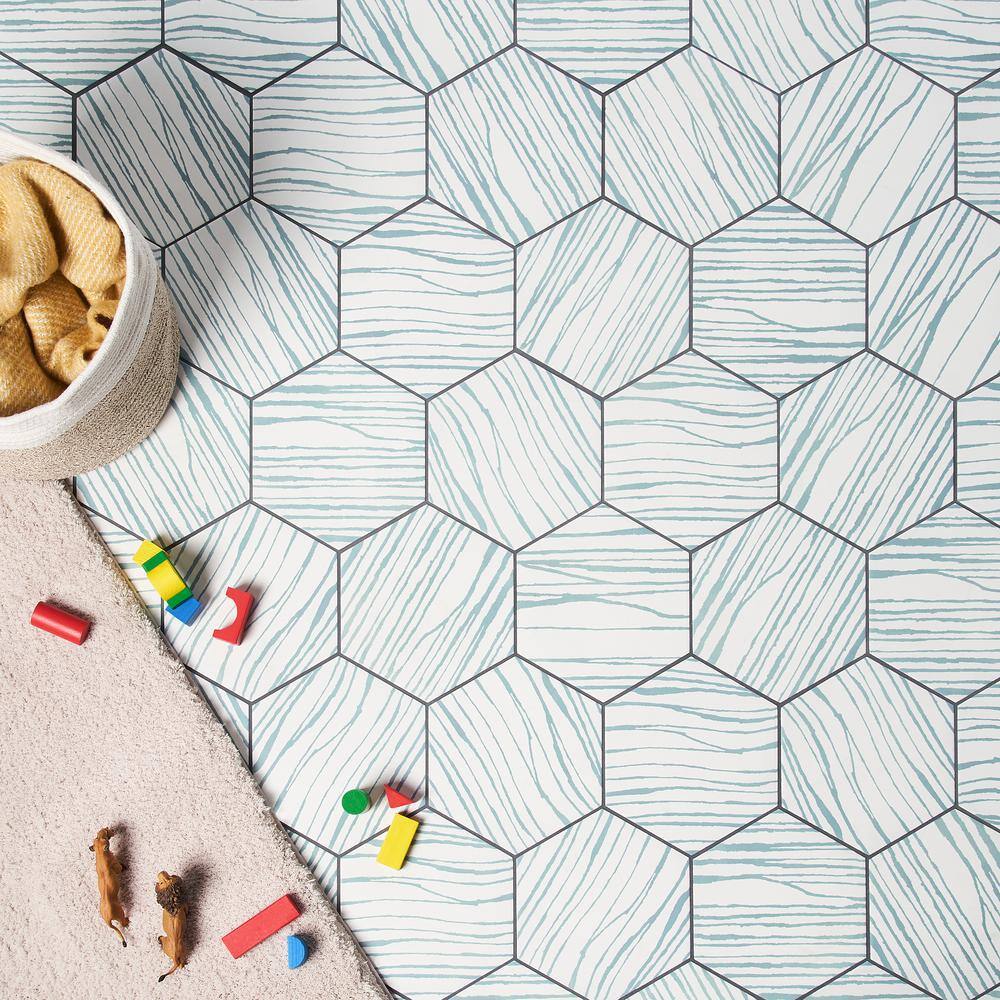 GeoHex Zen 9" Multicolor Matte Porcelain Hexagon Tile