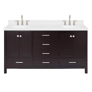 Cambridge 66.25 in. W x 22 in. D x 36 in. H Double Sink Freestanding Bath Vanity in Espresso with Carrara Quartz Top