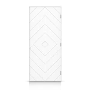 24 in. x 80 in. Diamond Left-Handed Hollow-Core White Painted Smooth Composite Single Prehung Interior Door