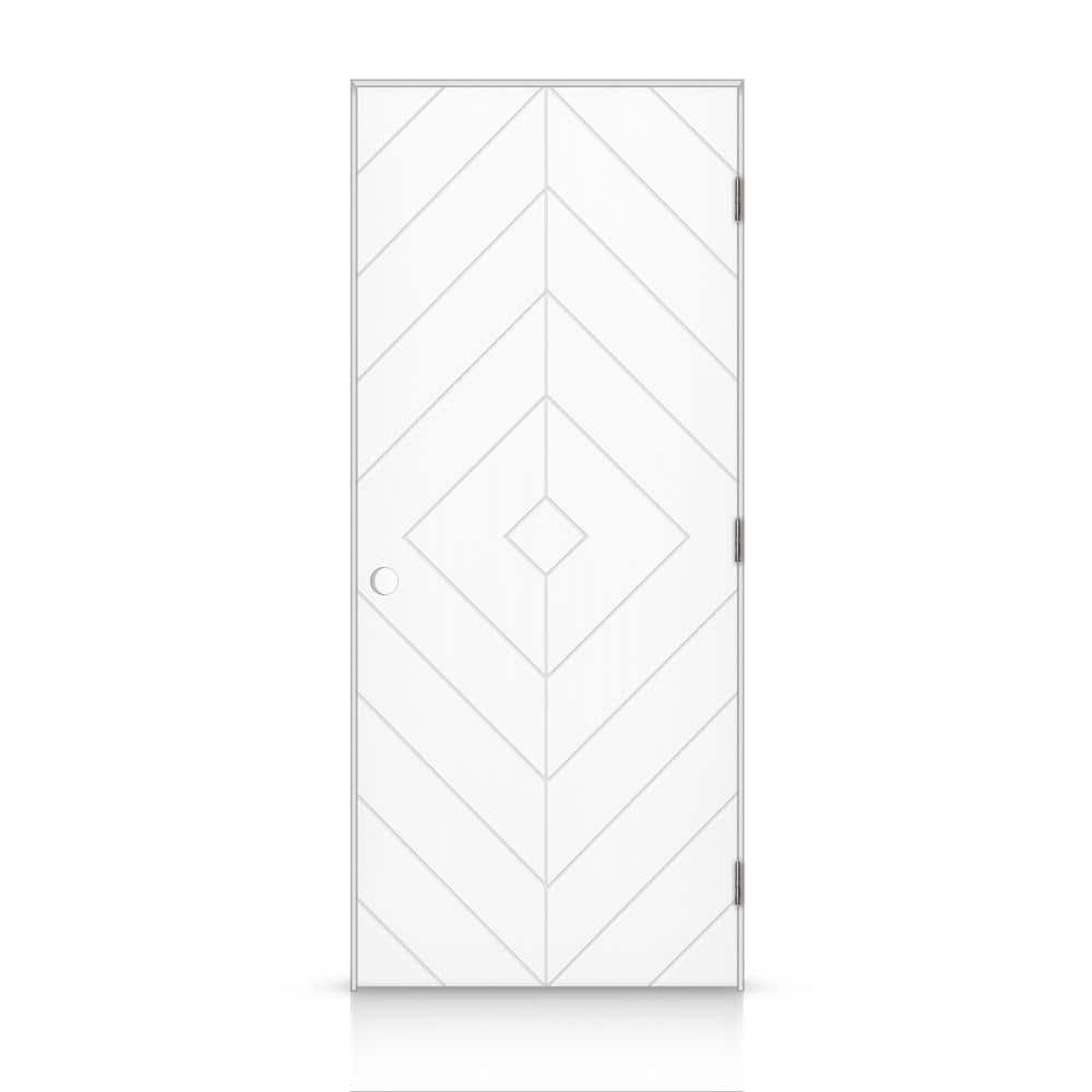 32 in. x 80 in. Diamond Left-Handed Hollow-Core White Painted Smooth Composite Single Prehung Interior Door price history on PriceWatchPro