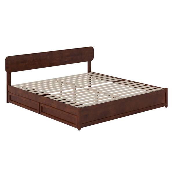 AFI Capri Walnut Brown Solid Wood Frame King Platform Bed with Panel ...