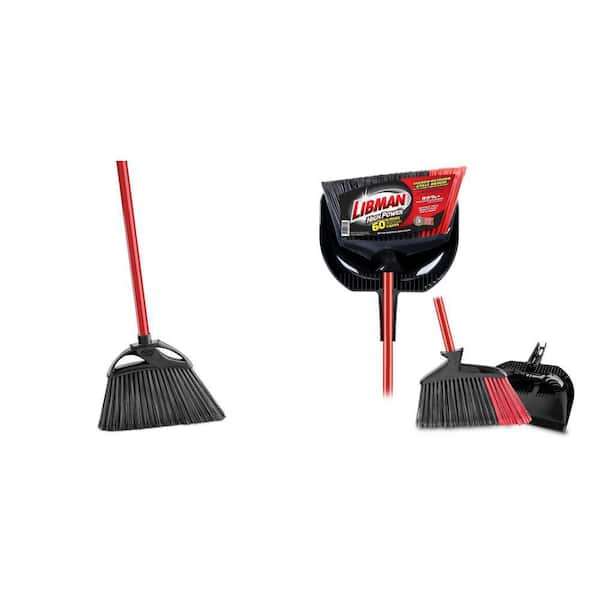 11 in. High Power Indoor/Outdoor Angle Broom with Steel Handle and Dustpan Set