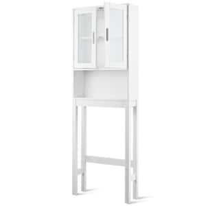 23 in. W x 67 in. H x 7.5 in. D White Over-the-Toilet Storage with Tempered Glass Door