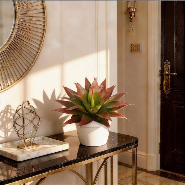 Vitalismo 28 in. Artificial Agave Plants Green Red w/ Ground Spike