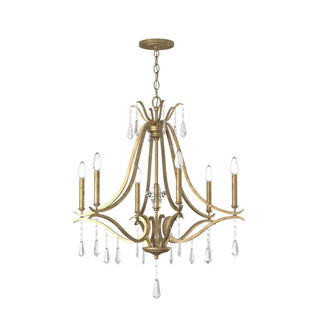Brio Gold 6-Light Chandelier with Crystal Accents