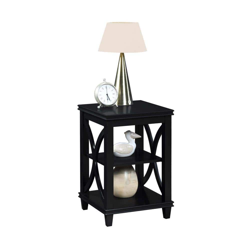 Elegant Florence Black Oak Veneer End Table with Shelves
