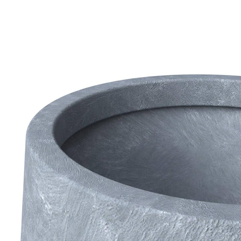 Gray Fiberstone and MGO Clay Round Planter with Drainage Holes
