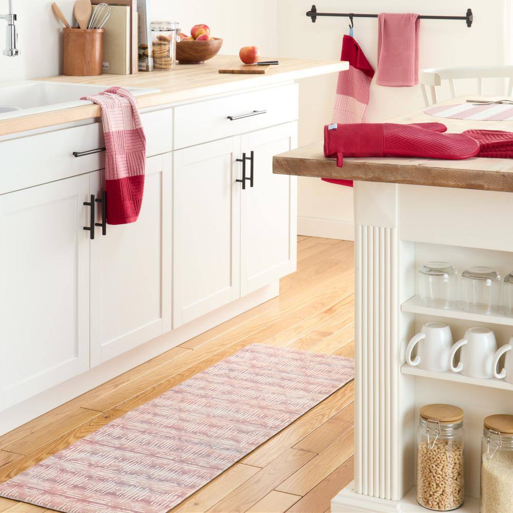 Red and Pink Cotton Terry Kitchen Towel Set, 16" x 28" (Set of 4)