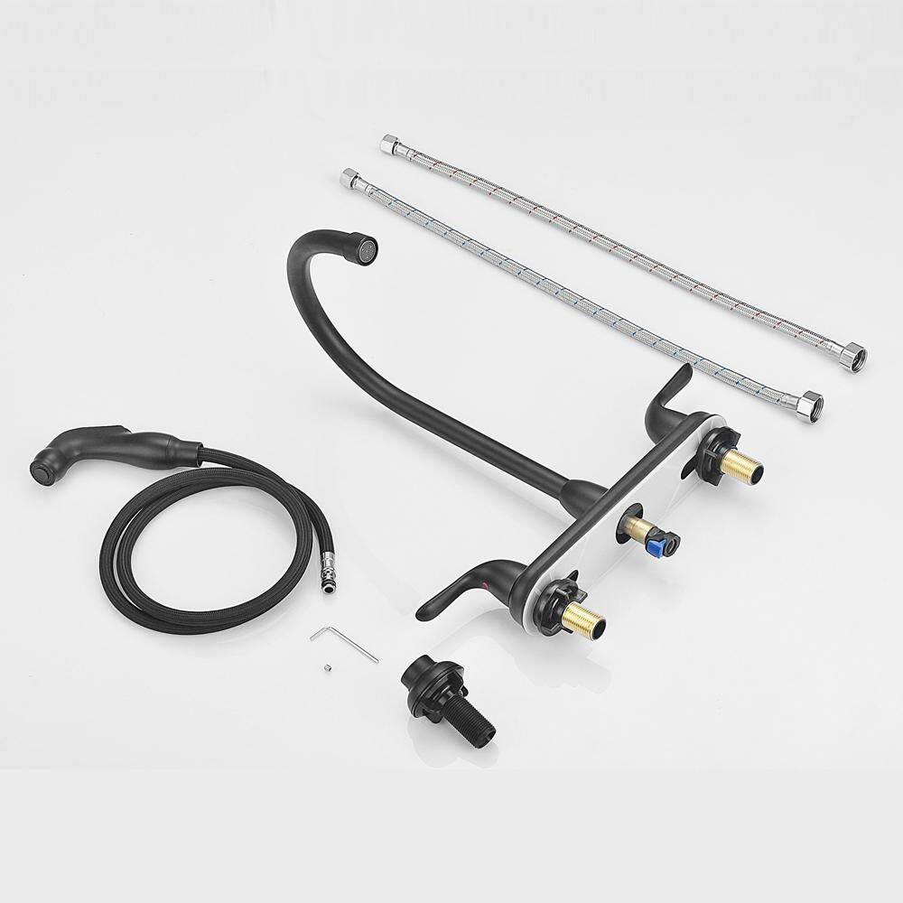 Matte Black Stainless Steel High-Arc Kitchen Faucet with Pull-out Spray