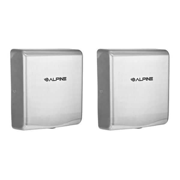 Alpine Industries Willow Commercial 220-Volt Stainless Steel Brushed High Speed Automatic Electric Hand Dryer (2-Pack)