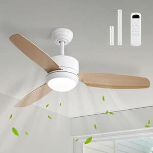 46 in. Indoor Integrated LED Light White Ceiling Fan with Remote Control, 6 Speeds DC Motor and 3 Blades