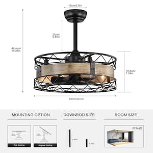 Ottavia 20.5 in. Indoor Black 3-Speed Modern Industrial Ceiling Fan with Lights, 4-Light LED Fan and elier with Remote