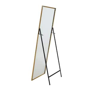 TA 63.2 in. x 22.2 in. Modern Rectangle Metal Framed Golden Full-Length Standing Mirror