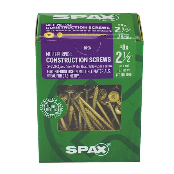 8 x 2-1/2 in. Interior Construction Torx T-Star Plus Wafer Head Wood Cabinet Screws (120 Each) 1 LB Bit Included