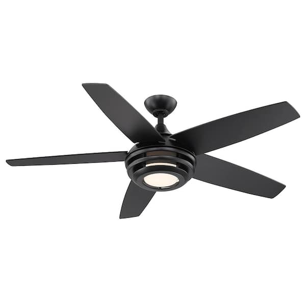 Eglo Petani 52 in. LED Integrated Light 5 Blade Matte Black Finish Ceiling with Remote Control