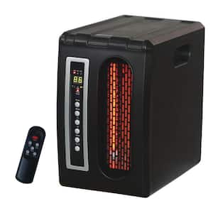 1500-Watt 3-Elements Black Compact Electric Quartz Infrared Heater with Remote Control, Timer and ECO Efficiency Setting