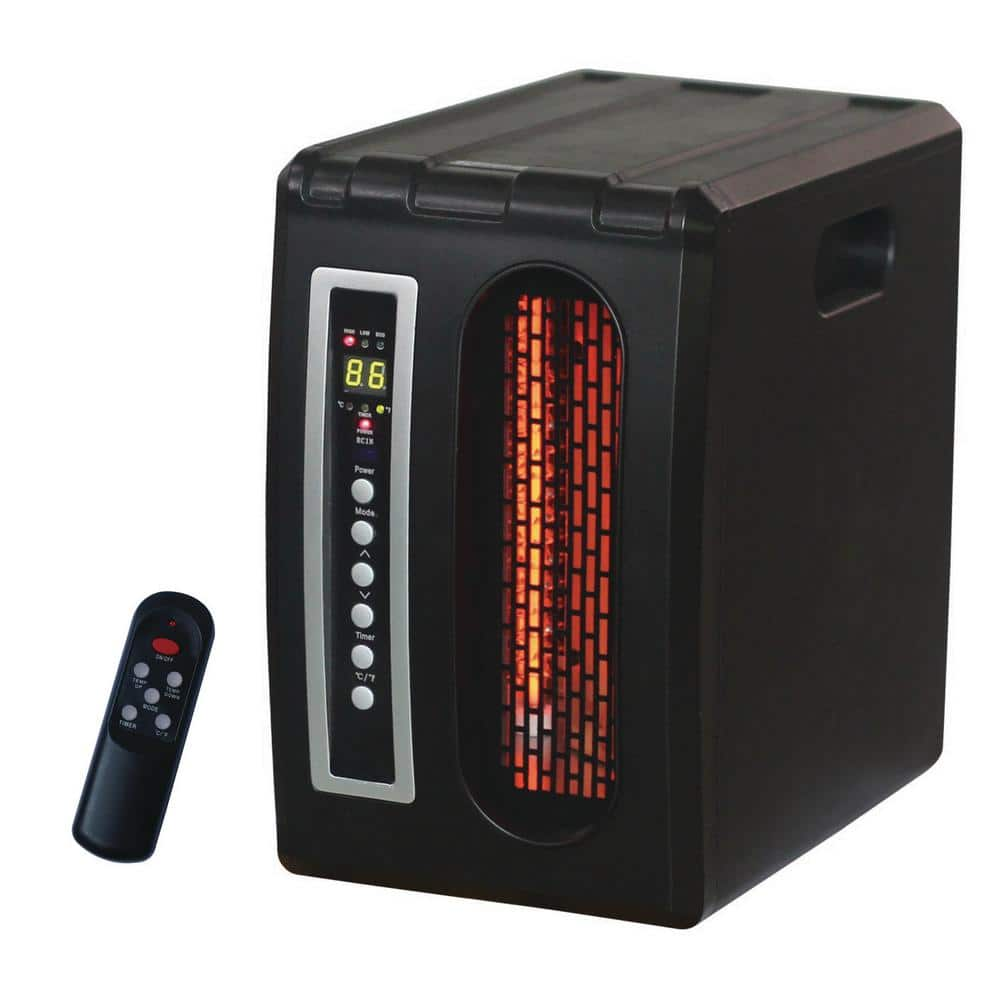 Comfort Glow 1500-Watt 3-Elements Black Compact Electric Quartz Infrared Heater with Remote Control, Timer and ECO Efficiency Setting